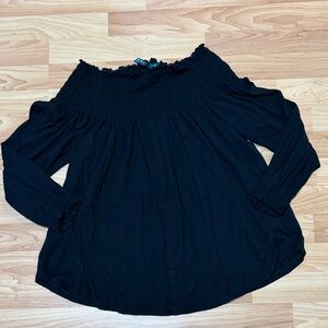 Lauren Ralph Lauren Black Off-Shoulder Blouse